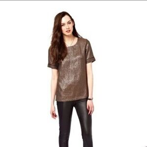 French Connection Metallic Short Sleeve Top
